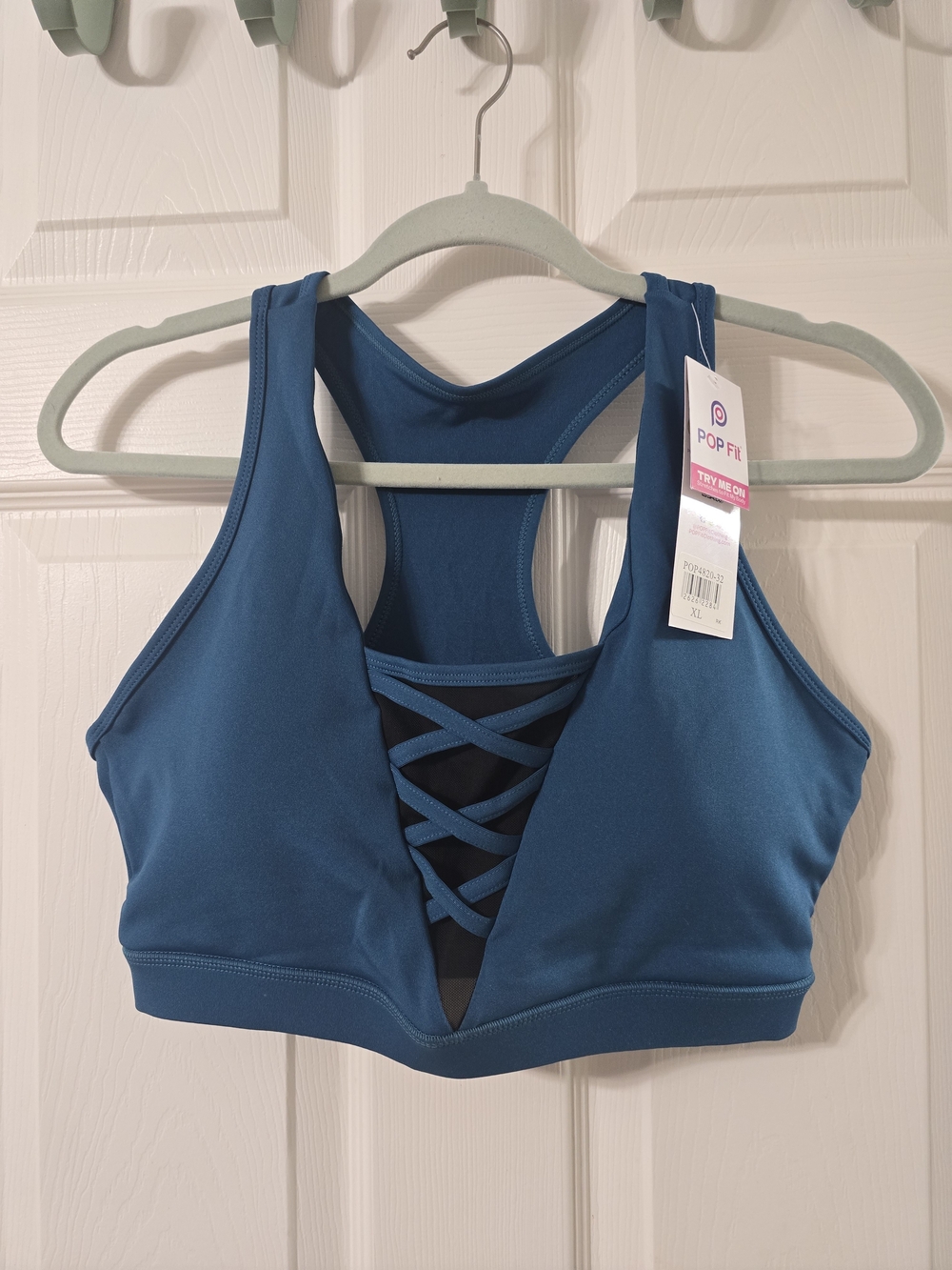 NWT POP Fit Teal Crisscross Racerback Sports Bra